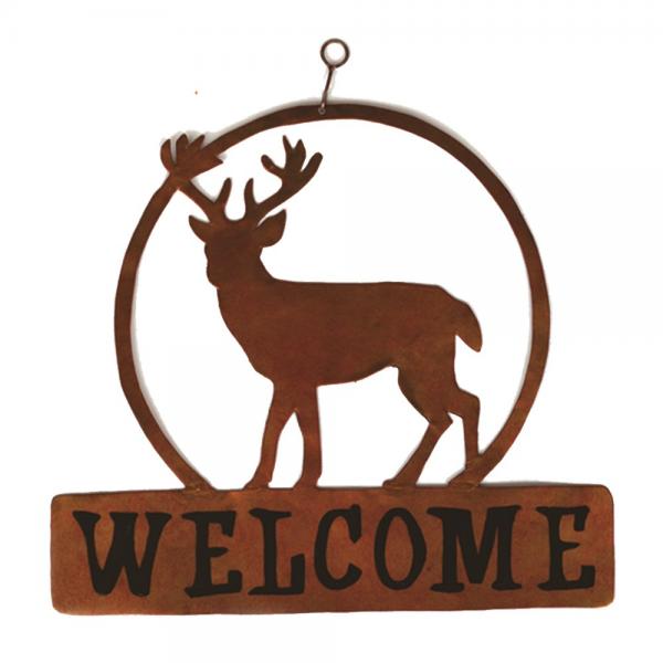 Deer Round Welcome Sign