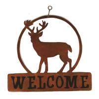 Deer Round Welcome Sign-GEBLUEG529