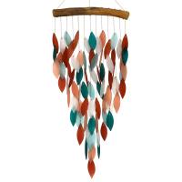 Deluxe Coral and Teal Waterfall Glass Chime-GEBLUEG597