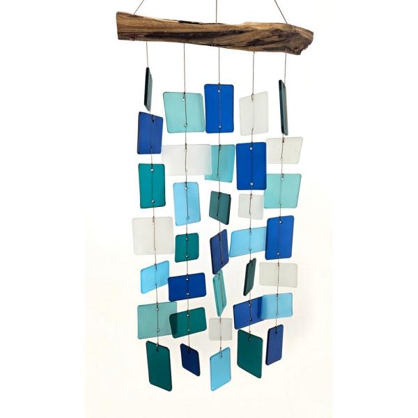 Ocean Beveled Squares Glass Chime