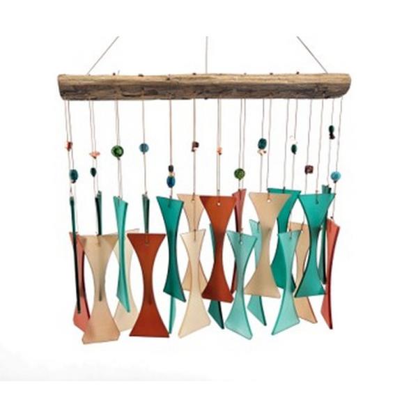 Coral Teal Beaded Cast-Off Glass Chime