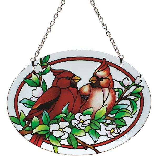 Cardinal Pair Medium Oval Suncatcher