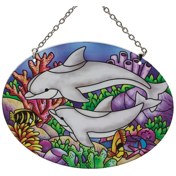 Dolphins Medium Oval Suncatcher