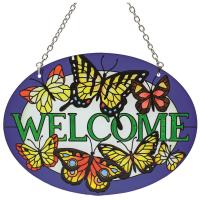 Butterflies Welcome Medium Oval Suncatcher-GEJBD105