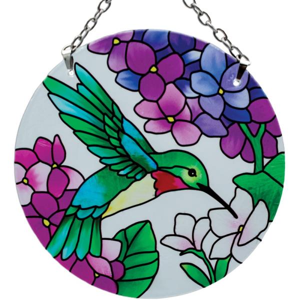 Hummingbird & Hydrangea Medium Round Suncatcher