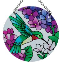 Hummingbird & Hydrangea Medium Round Suncatcher-GEJBD111