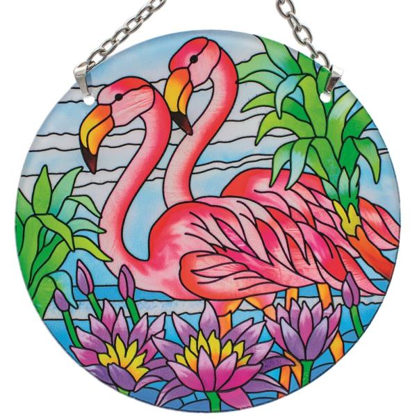 Flamingos Medium Round Suncatcher