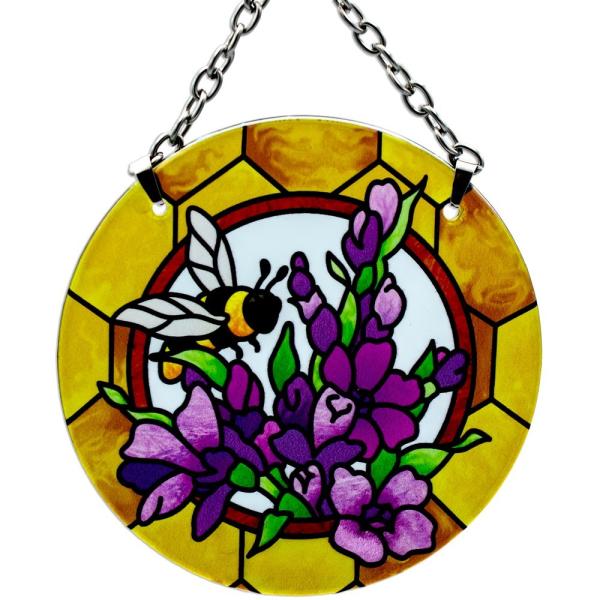 Lavender & Bee Small Round Suncatcher