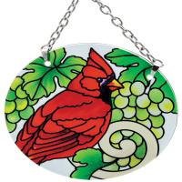 Cardinal & Green Grapes Small Round Suncatcher-GEJBD130