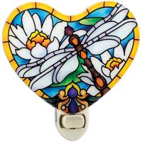 Dragonfly & Water Lilies Heart Nightlight-GEJBD16