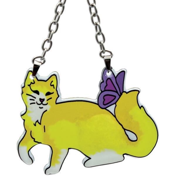 Cat with Butterfly Shaped Mini Suncatcher