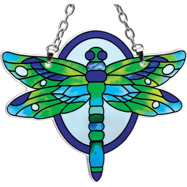 Blue & Green Dragonfly Shaped Mini Suncatcher