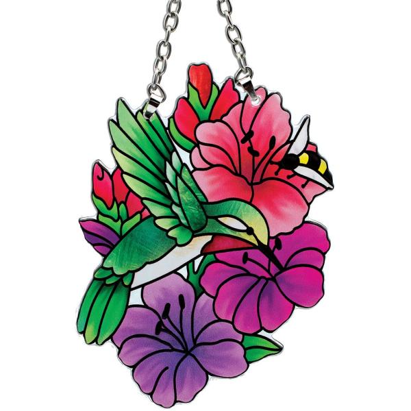 Hummingbird & Gladioluses Shaped Small Suncatcher