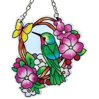 Hummingbird & Flowers Shaped Small Suncatcher-GEJBD56