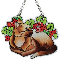 Cat & Geraniums Shaped Small Suncatcher-GEJBD57