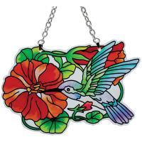 Nasturtium & Hummingbird Shaped Medium Suncatcher-GEJBD65