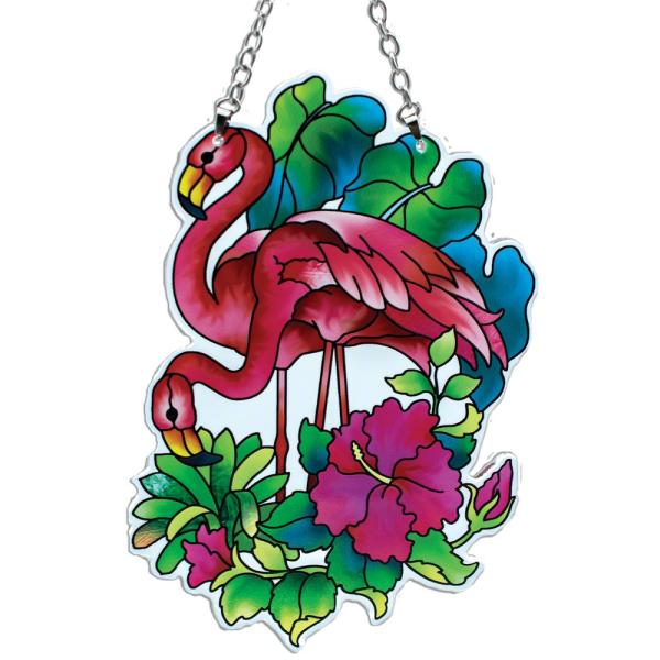 Flamingo & Hibiscus Large Suncatcher