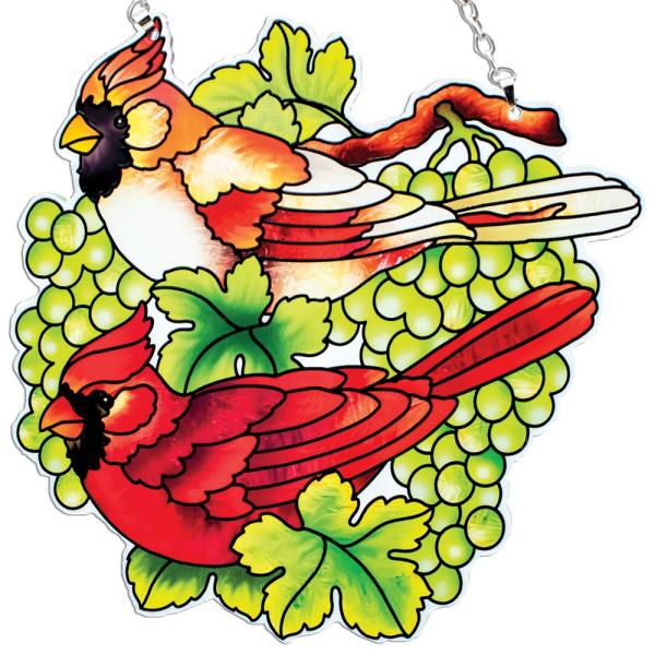 Cardinals & Green Grapes Premier Suncatcher