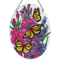 Monarchs & Gladioluses Medium Oval Suncatcher-GEJBD96