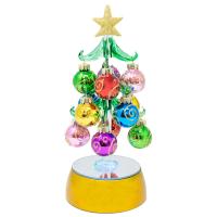 Green Glass LED Tree 8 inch with Swirl Ornaments-XM-2057