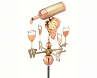 Wine Bottle withGlasses Polished Copper Garden Weathervane-GOOD8843PGD
