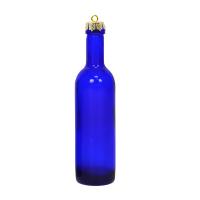 Blue Wine Bottle Ornament withGold Hook-GRAPETM3OG