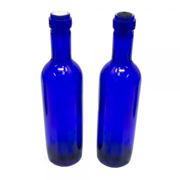 Viniature Salt & Pepper Shaker Set Blue Bottles