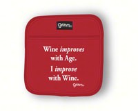 Wine improves with Age. I improve with Wine Pot Holder-GRIMMIMPROVESPH