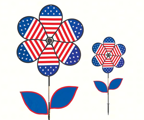Patriotic Flower with Leaves 19 inch Spinner