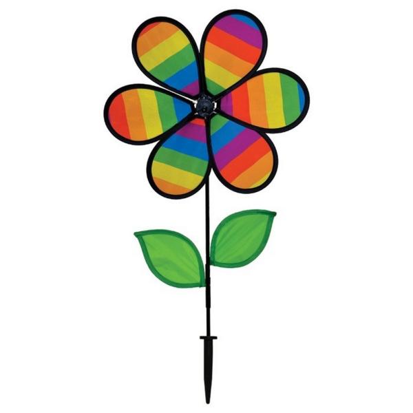 12 inch Rainbow Stripe Flower Spinner with Leaves