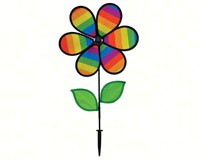 12 inch Rainbow Stripe Flower Spinner with Leaves-ITB2792