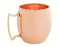 Moscow Mule Mug 16 oz Pure Solid Copper, Nickel Line Brass Handle-LE201