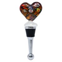 Glass Red Heart Bottle Stopper-14021