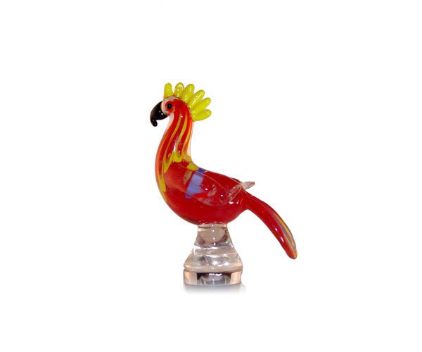 Glass Red Bird Bottle Stopper