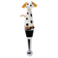 Glass Tall Spotted Dog Bottle Stopper-BS-303