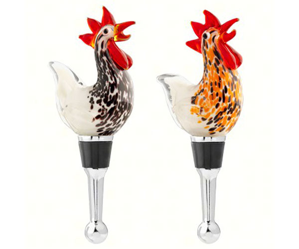 Glass Roosters Bottle Stoppers
