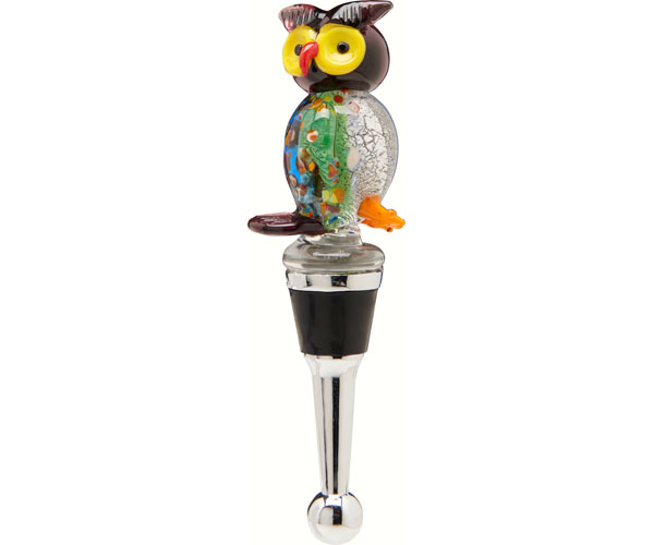 Glass Bottle Stopper Owl