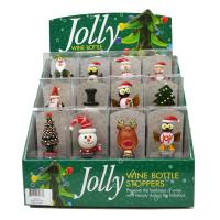 Holiday 12pc Bottle Stopper Display-WAX-012