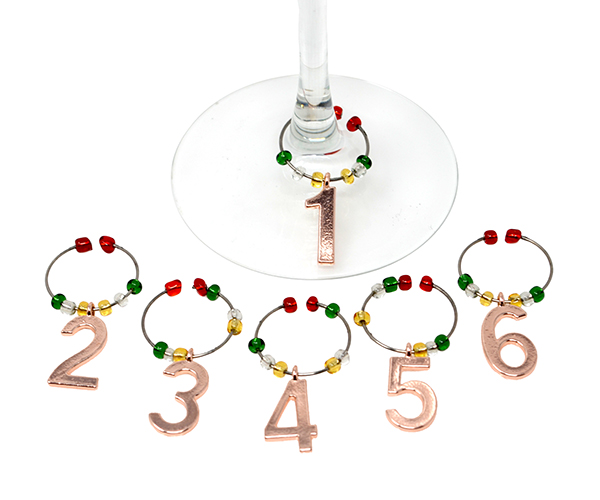 Gold Numbers Wine Charms Set of 6