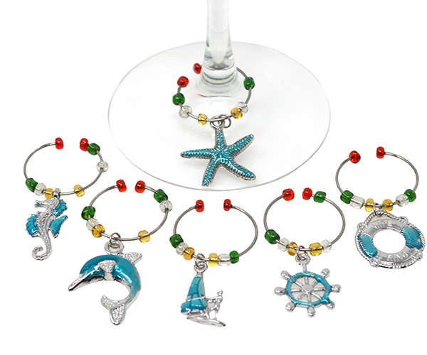 In the Sea Wine Charms Set of 6