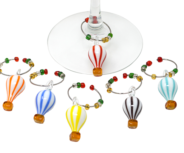 Hot Air Balloon Wine Charms Set of 6