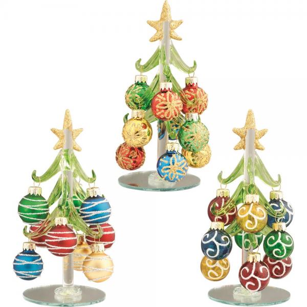 Green Glass Trees 6 Inch Assortment of 3 Styles