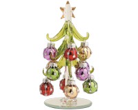 Green Glass Tree 6 Inch with Bright Ornaments-XM-1062