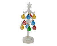 Clear Glass LED Tree 10 inch with 12 Snowflake Design Ornaments-XM-1120