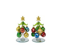 Glass Tree Green 5.5 inch with 8 Ornaments-XM-1124