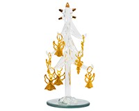Clear Glass Tree 6 inch with 9 Angel and Cross Ornaments-XM-1146