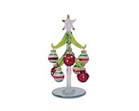 Tree - Green with 8 Jeweled/Striped Ornaments - 6 inch GB-XM-1147