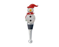 Glass Bottle Stopper Snowman with Red Hat and Scarf-XM-1165