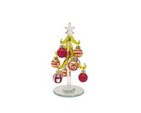 Green Tree with Red, Gold, Silver 6 inch with 9 Ornaments PVC-XM-1178