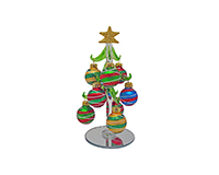Green Tree Red, Green, Gold, Blue Swirl 6 inch with 9 ornaments PVC-XM-1180